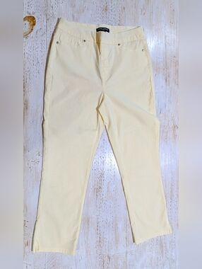 Mario Serrani Women's Capris Pants Comfort Stretch Yellow & White Size Small EUC